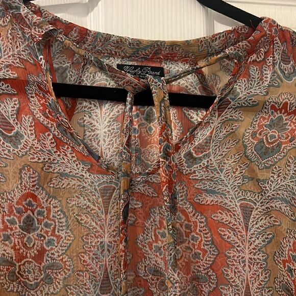 BRAND NEW Bohemian Sheer Blousey Top Lucky Brand - Size Small Long Sleeve Top - Picture 3 of 5